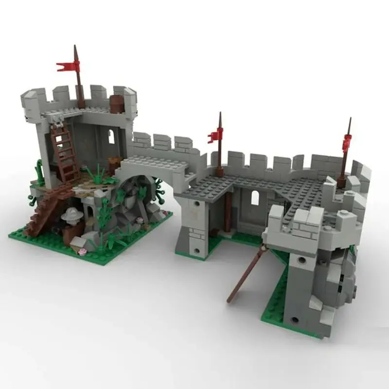 MOC-Castillo Medieval camuflado, modelo Outpost, bloques de construcción, montaje creativo, juguetes para niños, regalos de cumpleaños