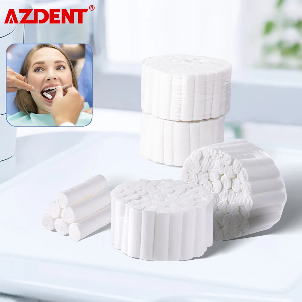 1000pcs/Bag AZDENT Dental Cotton Roll Surgical Cotton Rolls 100% Cotton High Absorbent Disposable Dentist Dentistry Consumables