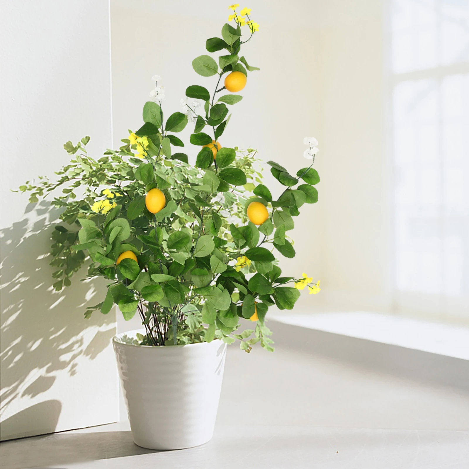 

Artificial Lemon Branch Hanging Fake Lemon Stem Summer Garland Front Door Decor Simulation Green Leaves Wall Plant Decor