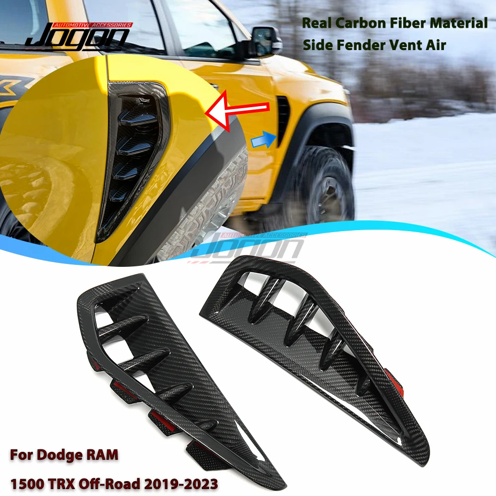 2PCS Carbon Fiber Car Body Side Fender Vent Air Outlet Cover Trim For Dodge RAM 1500 TRX Off-Road 2019-2023 Exterior Accessories