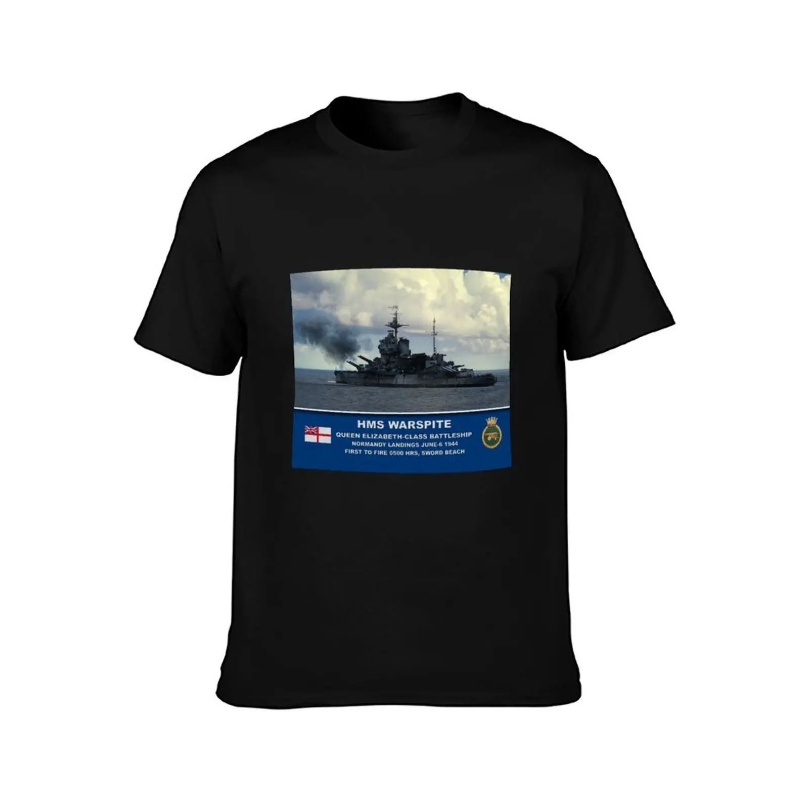 HMS Warspite Battleship T-Shirt Plus Size Outdoor Casual Top T-Shirt