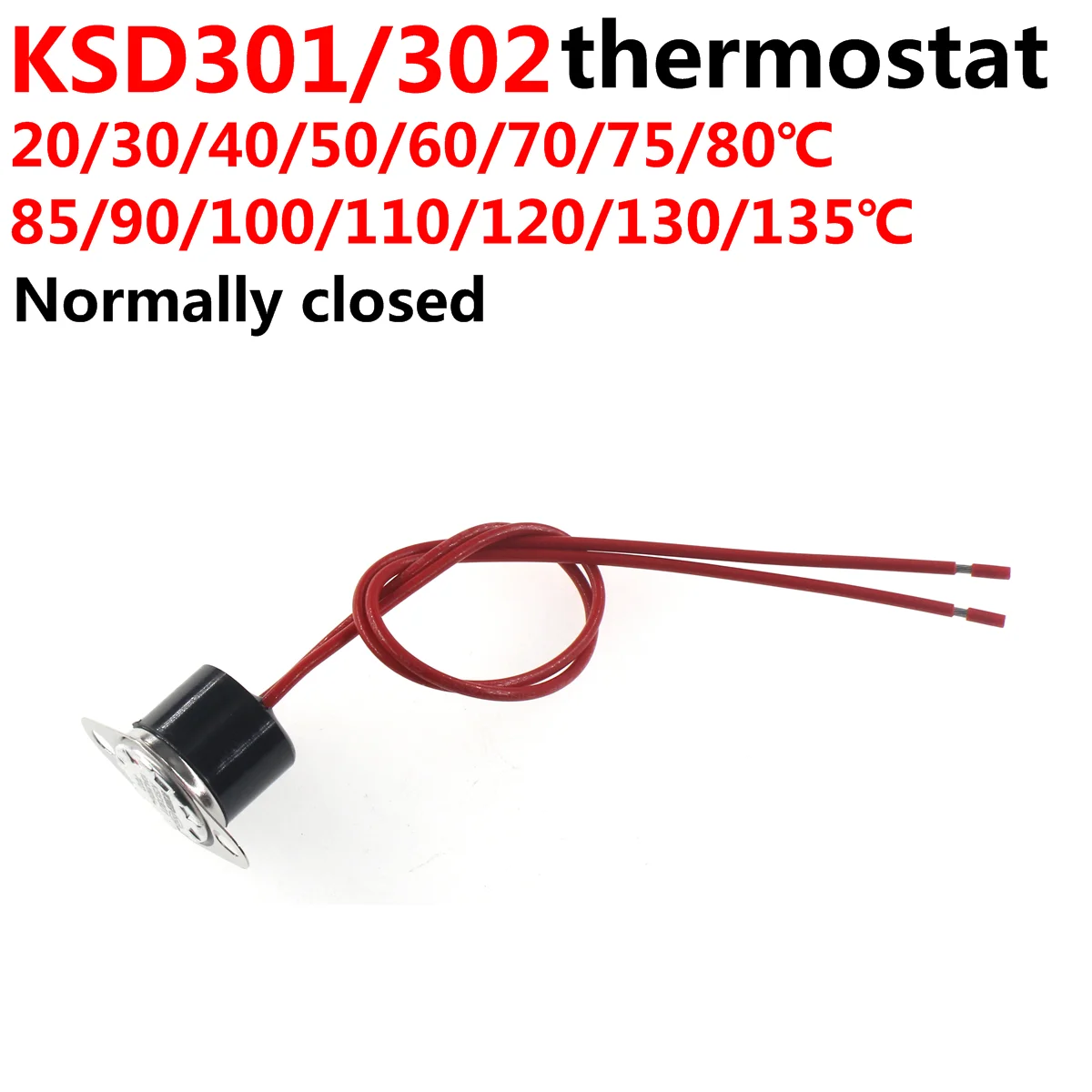 

5PCS KSD301 250V 10A 35 40 45 50 55 60 65 70 75 80 85 90 95 100 105 110 Celsius Degree Thermostat Temperature Thermal Control