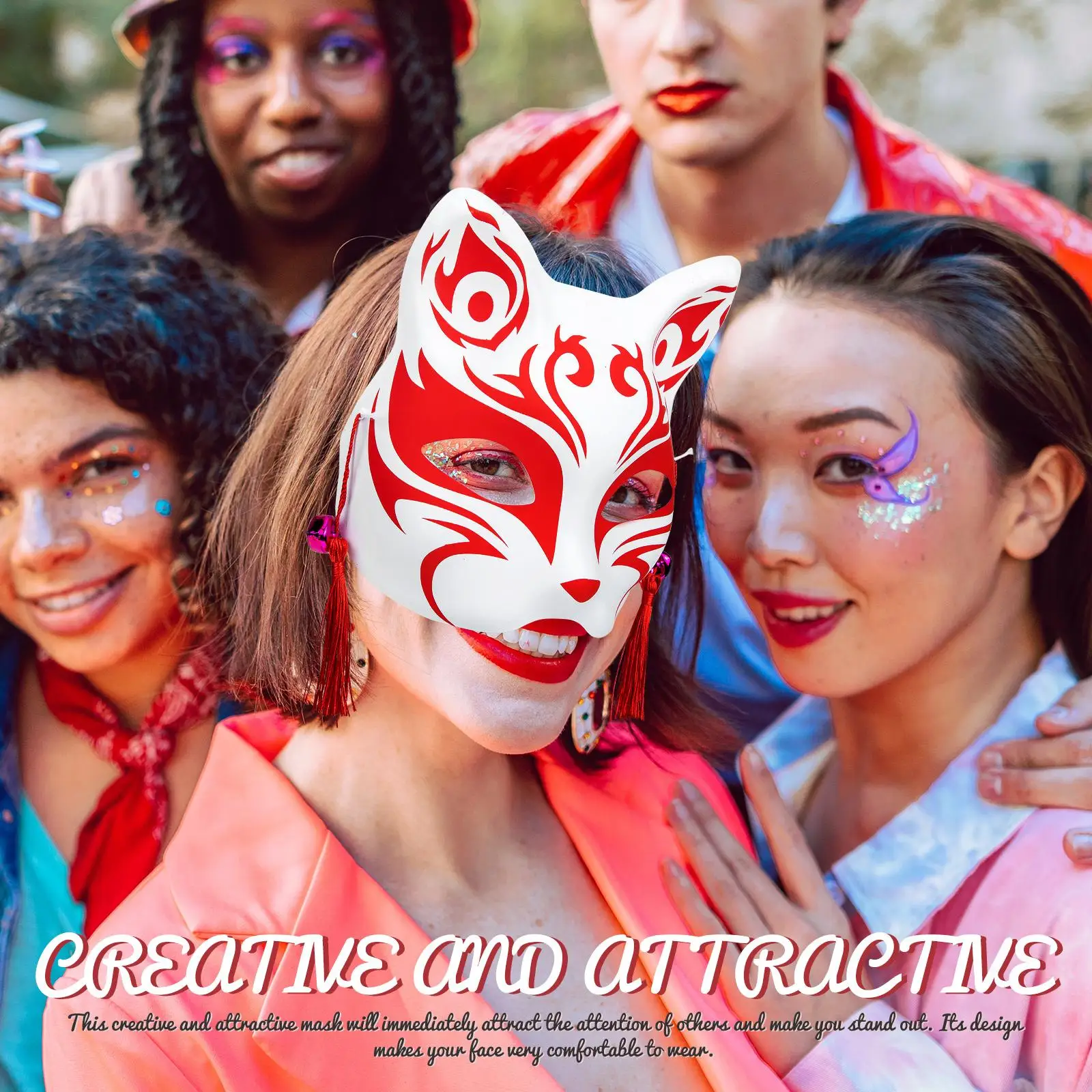 2 pezzi di volpe maschere a forma di mezzo animale riutilizzabili leggeri accessori per feste in maschera carnevali di Halloween decorativi squisiti