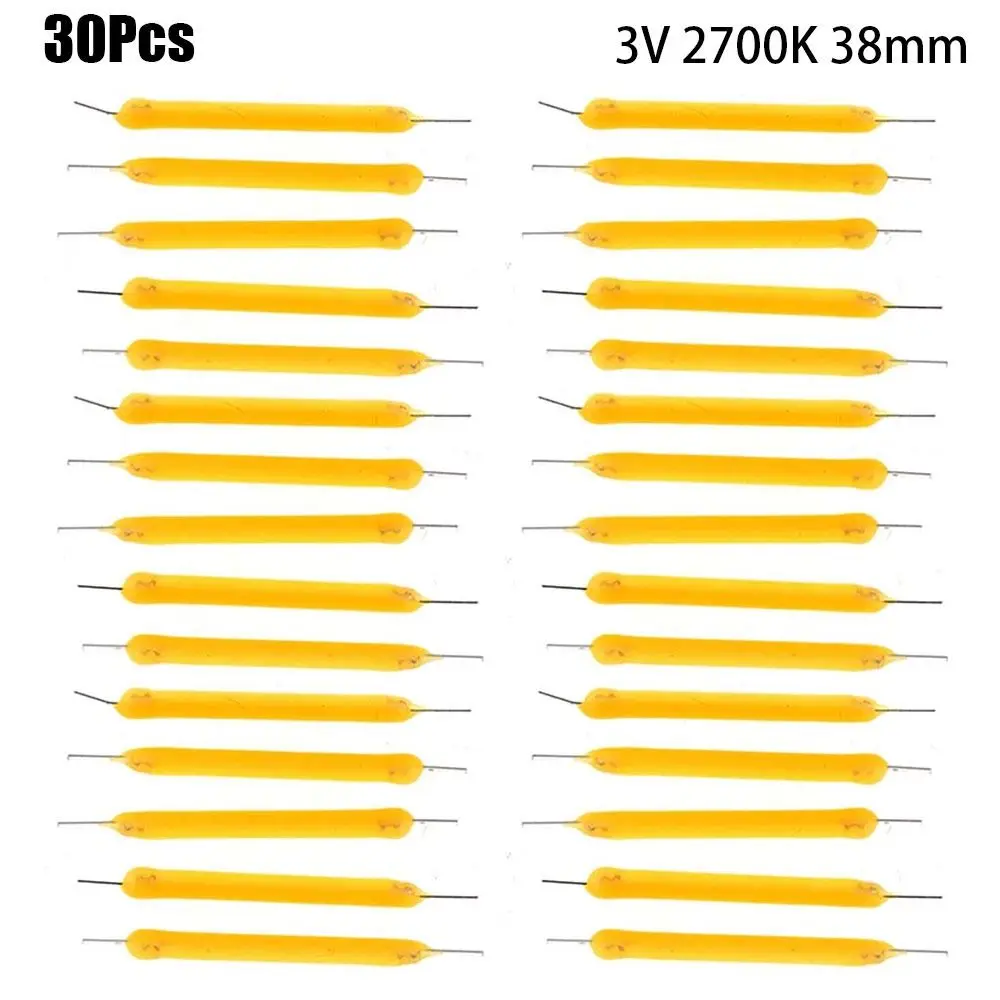 

30Pcs Durable DC3V COB LED Filament Incandescent Light Accessories Lighting Tool Bulb Lamp Parts Diodes 38mm LED Beads