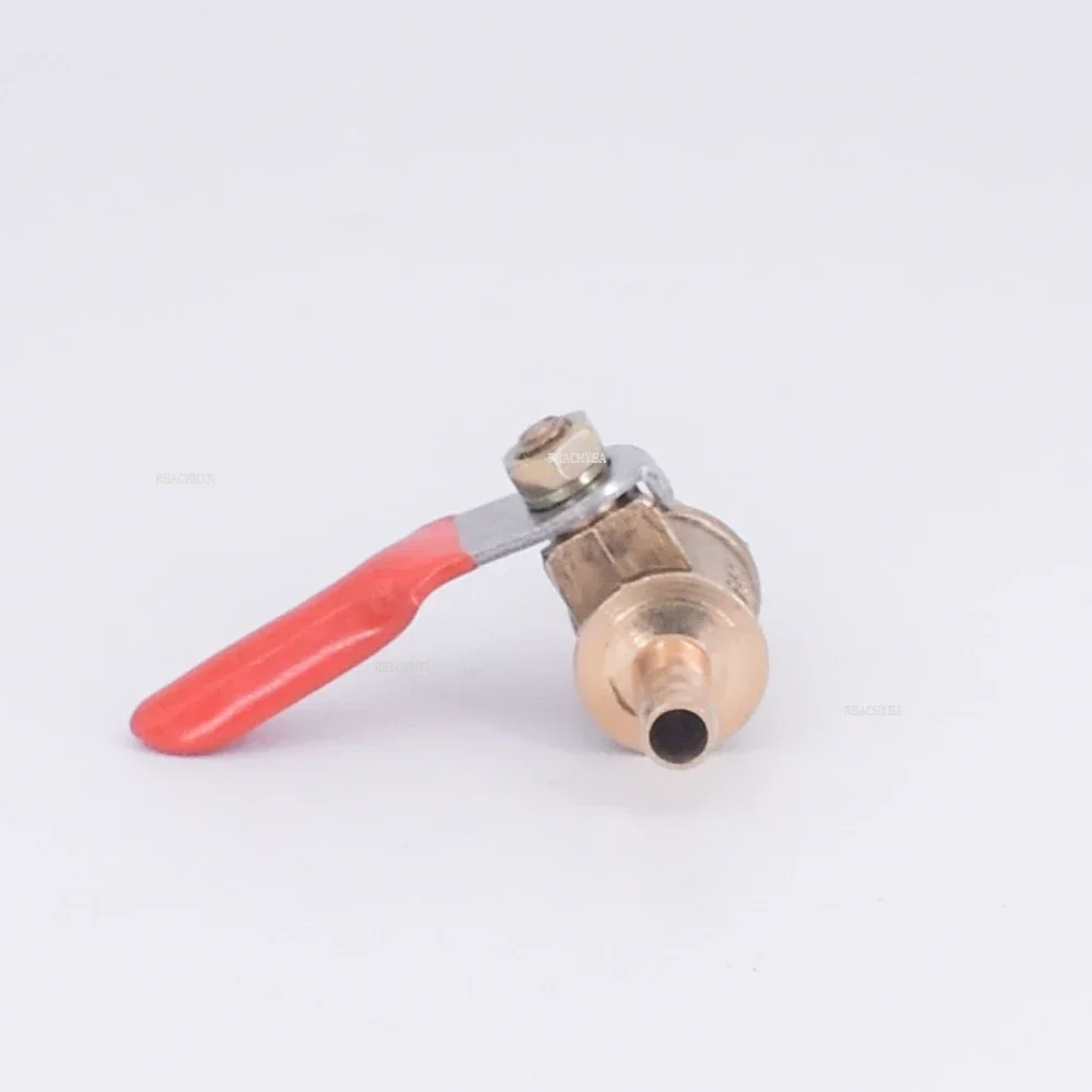 6/8/10/12mm Brass Red Lever Handle Ball Valve Hose Barb Air Water Oil Flow Control Fitting