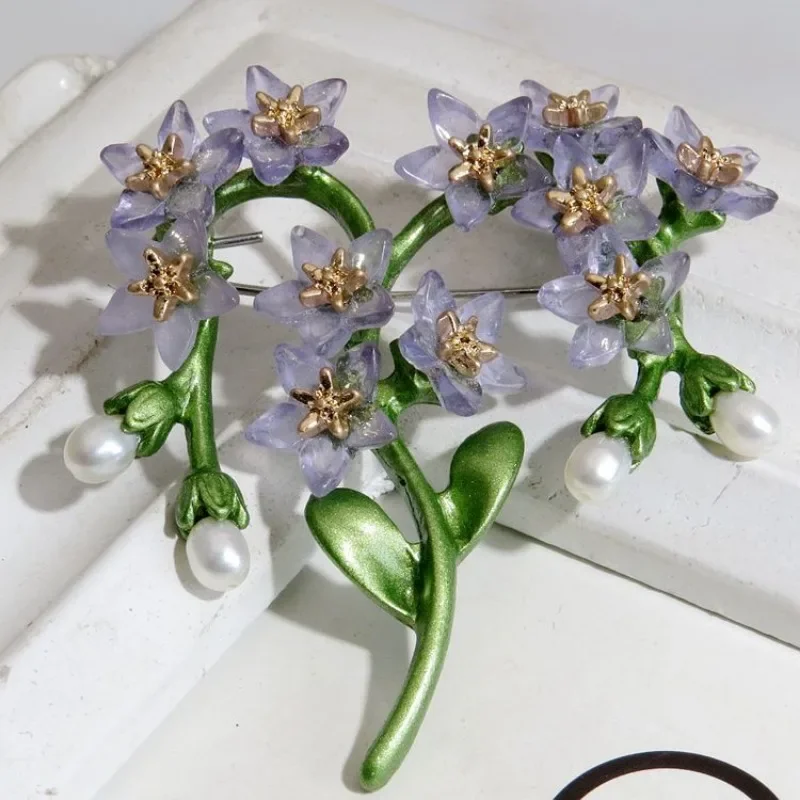 SHMIK Classic Vintage Flower Pearl Brooch Badges For Women Men Retro Middle Design Acrylic Plant Series Suit Coat Pins Corsages