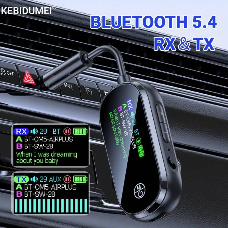 2 IN 1 Bluetooth 5.4 Receiver Transmitter 3.5mm AUX Jack Airplane Wireless Audio Adapter for TV PC Headphone Car kit Speaker