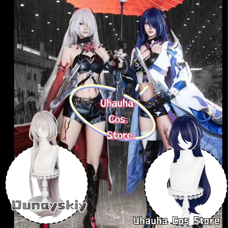 

Uhauha Cos*/Cosplay Acheron Dual Form Suit Wig Honkai Star Rail 75cm Straight Wig Blue/White Anime Heat Resistant Synthetic Wigs
