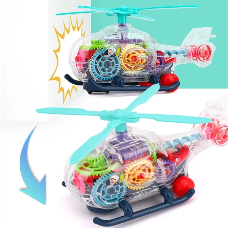 Mini Light Gear Transparent Helicopter Sound Music Model Electric Universal Airplane Professional Drone Simulation Toys Boys