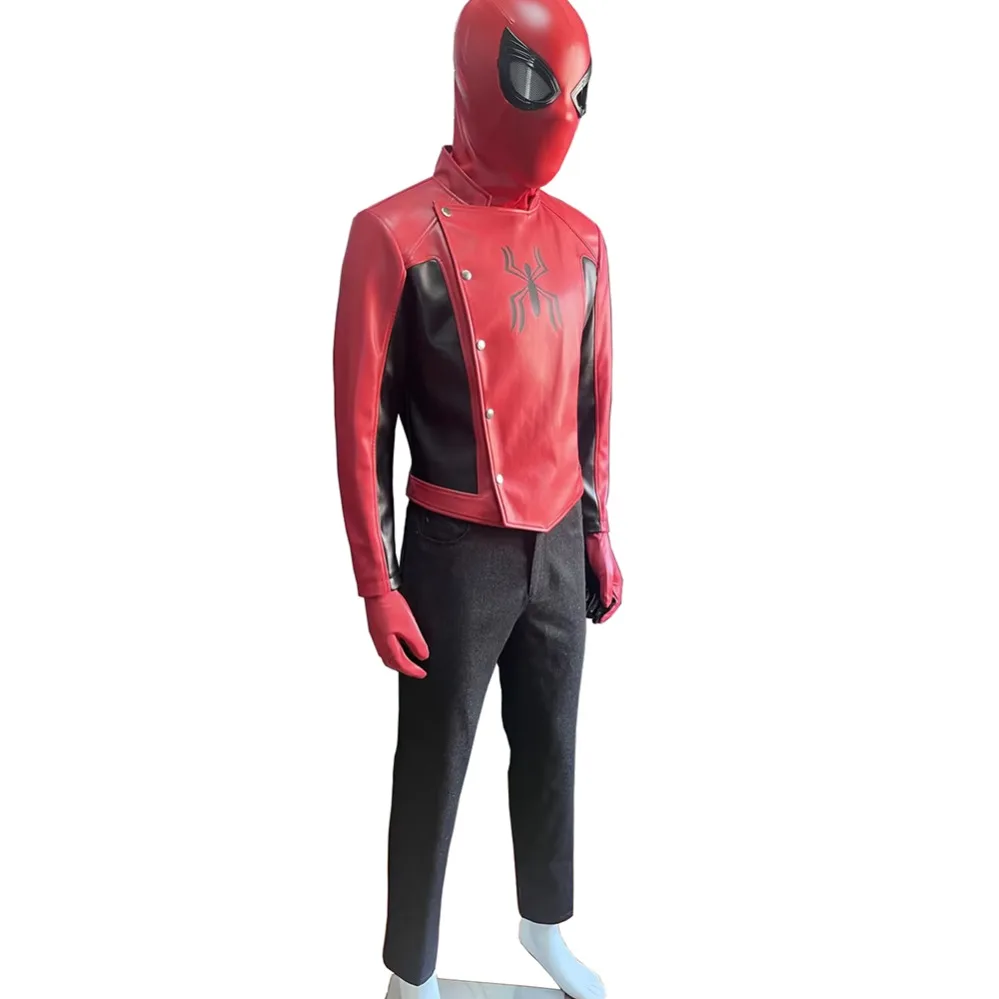 

Последний костюм-стойка, костюм Питера Паркера, пальто паука, кожаное пальто супергероя для взрослых, шлем с подвижными глазами, косплей на Хэллоуин