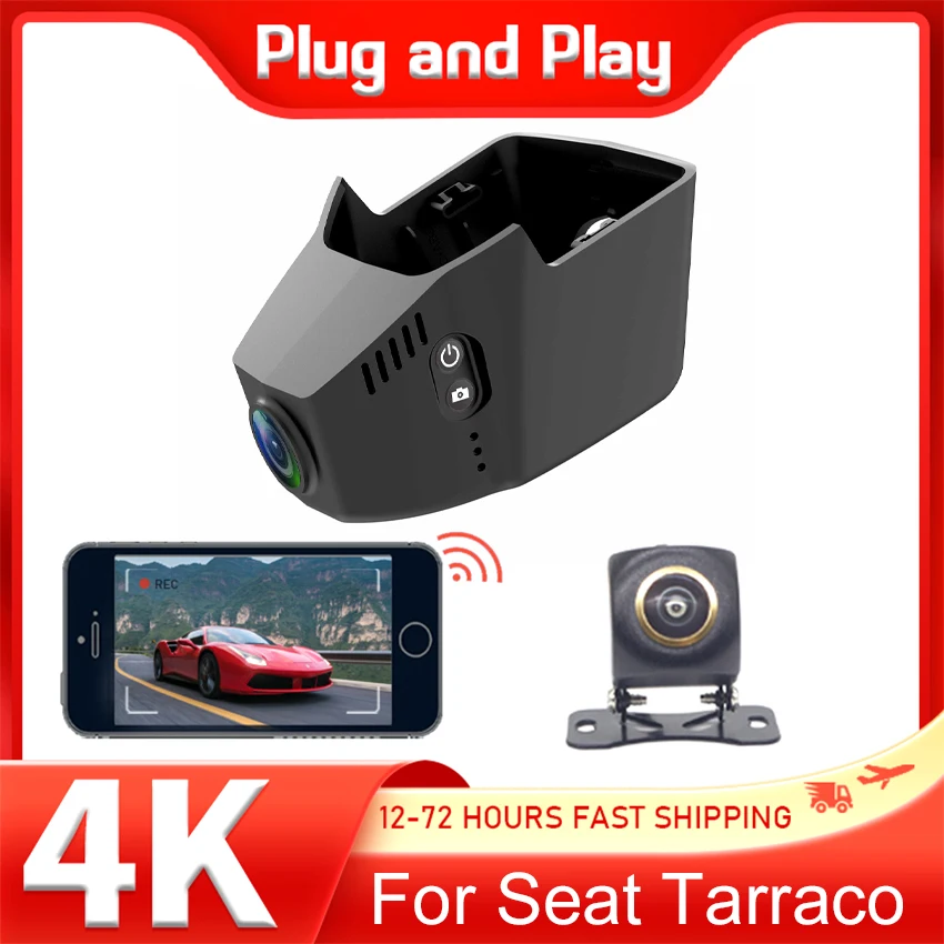 

For Seat Tarraco 2019 2020 2021 2022 2023 2024 2025 ,Car Camera 4K 2160P Dash Cam, WIFI Connection APP Control Easy Install OEM