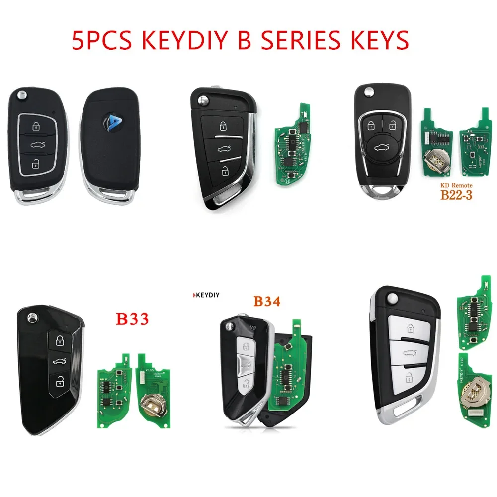 5pcs keydiy B series Remote B16 B22 3 4 button B29  B21 B33 B34 Universal Remote Key for KD900 KD-X2 KD-MAX