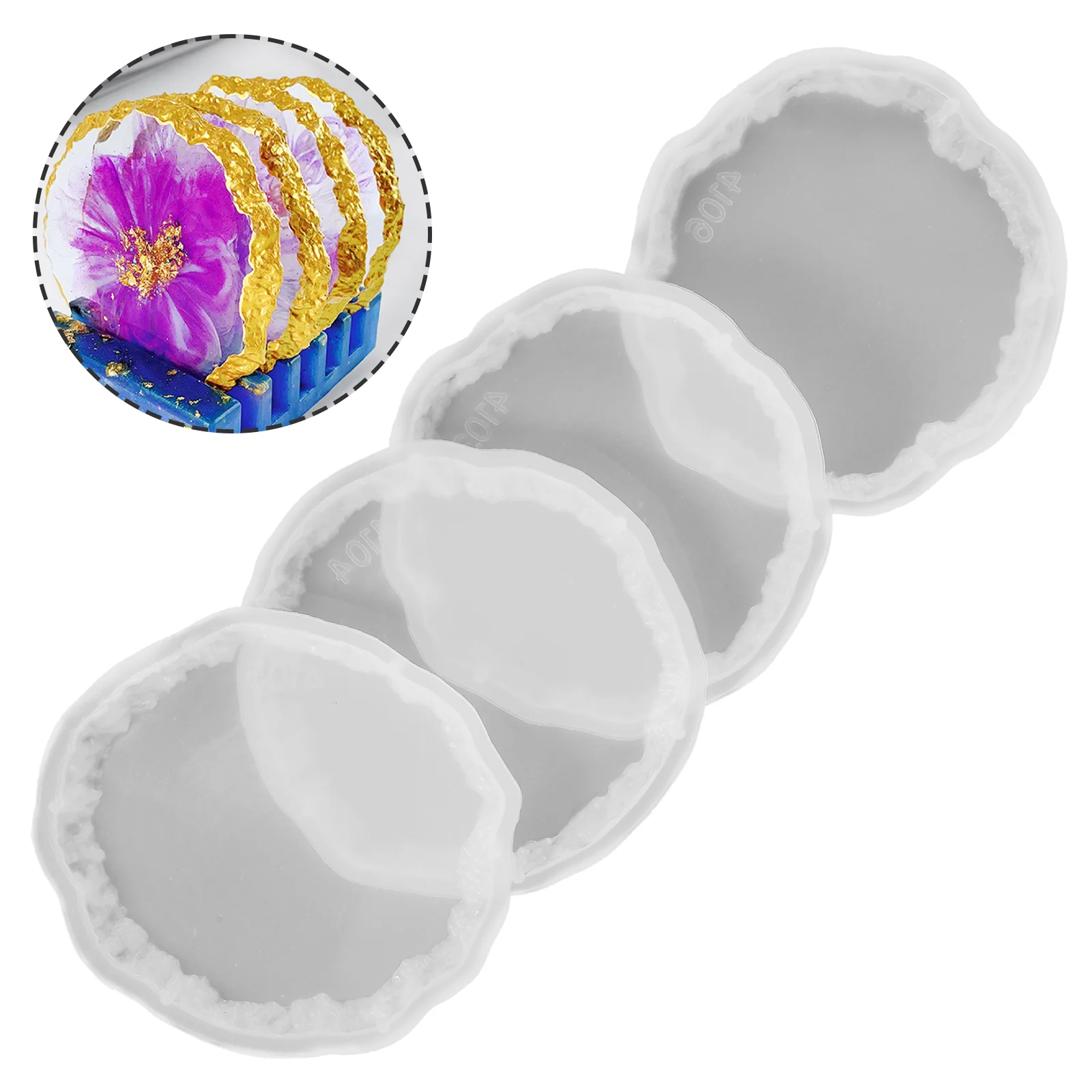 4 Pcs Fruit Plate Mold Coasters for Crafts Resin Molding Silicone Molds Crystal Cup Mat