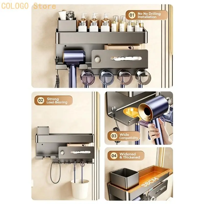 Metal Bathroom Storage Shelf for Sink Side Daily Wash Items Use D0LD