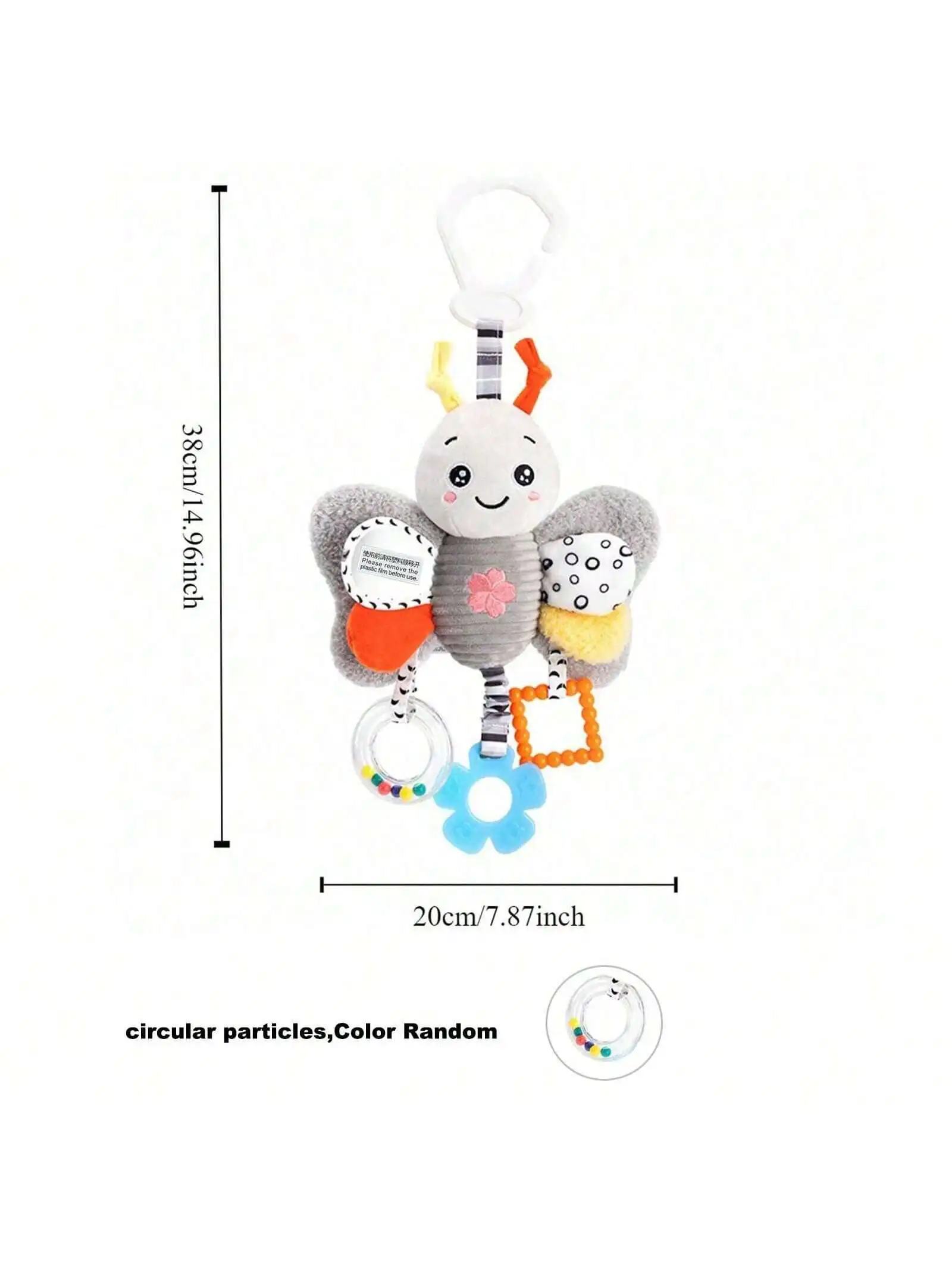 1pc Unisex Baby Car Hanging Toys, Ins Style Cute Animal Black White Grey, Visual Stimulation, Safe Car Seat Rattle, Teether