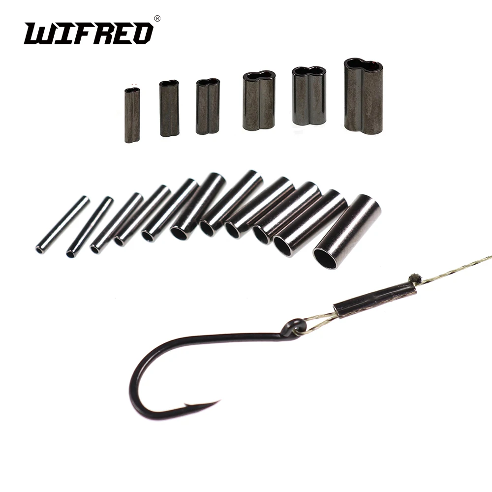 

Wifreo 100PCS Brass Fishing Single Double Barrel Crimps Sleeve Pike Tube Pipe Leader Wire Crimping Sleeves Tube Connector