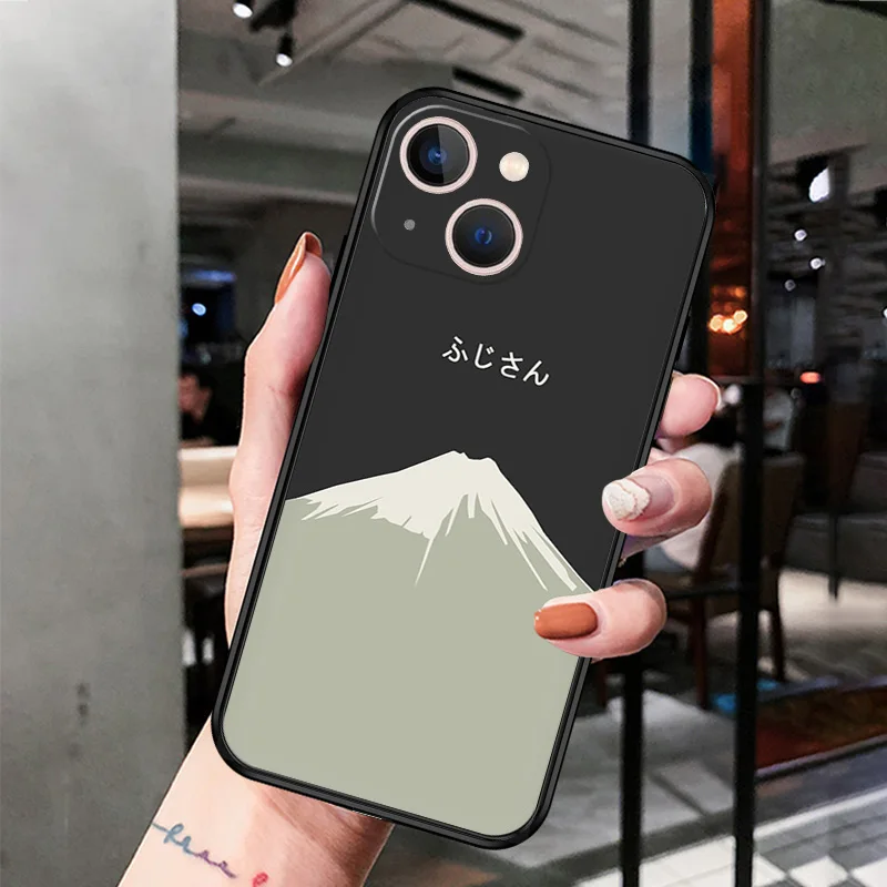 Phone Case For iphone 16Plus XR XSMax 15 14 13 12 11 16 Pro Max Mini 7 8 Snow Mountain Volcano dune Black Soft Protective Cover