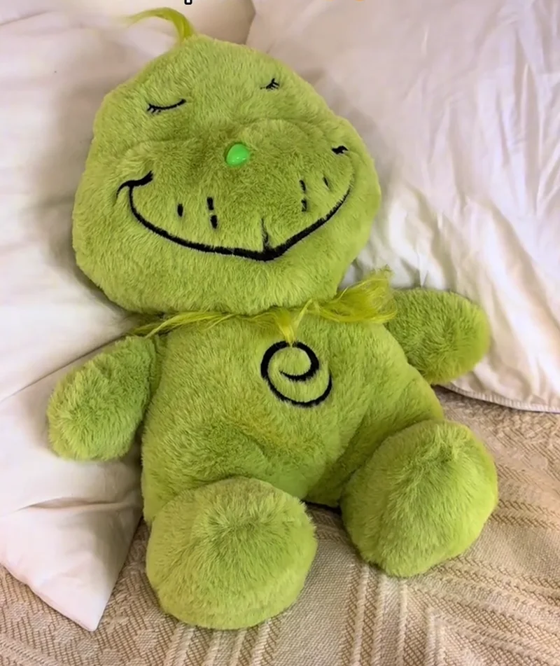 

Новая зеленая лохматая аниме плюшевая игрушка, дыхательная кукла-компаньон, светящийся живот, чучело животных, периферийные устройства, милый праздничный подарок для друзей