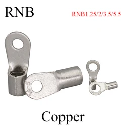 RNB1.25/2/3.5/5.5-3/4/5/6/8/10/12 Copper Ring Tongue Wire Cable Connector Lug Spade Soldered Barrel Non Insulated Crimp Terminal