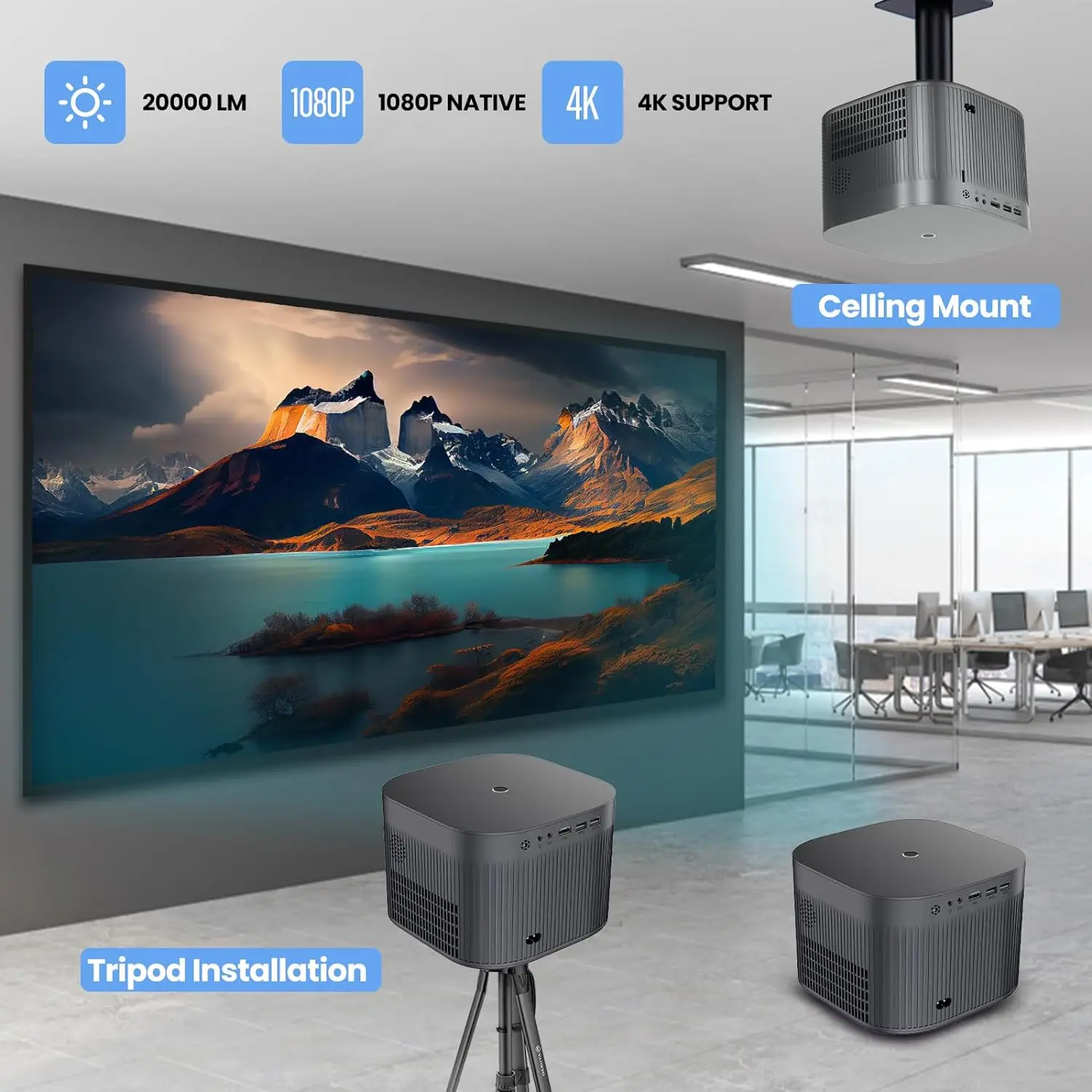 Proyector doméstico Android 11, alta definición, 4K, 2G, 5G, banda Dual, totalmente sellado, LED, suministro transfronterizo de comercio exterior