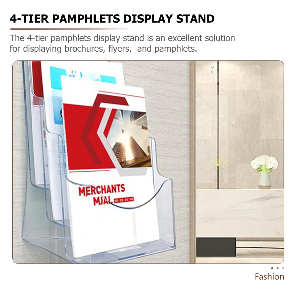 

2Pcs Plastic Brochure Holder A5 4 Tier Display Stand Literature Organizer Clear Pamphlet Holder for Office Desk Home
