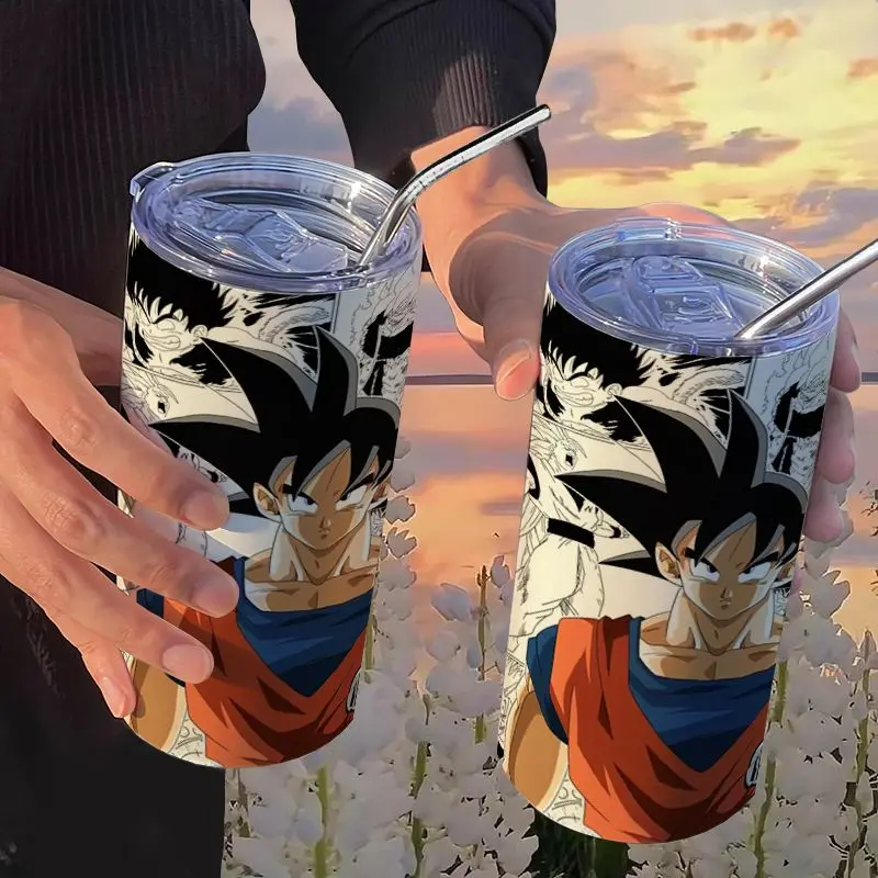 NEW Dragon Ball Sun Wukong Animation Cartoon Thermos Cup with Straw Handy Cup High-Looking Portable Stainless Steel Women\'s