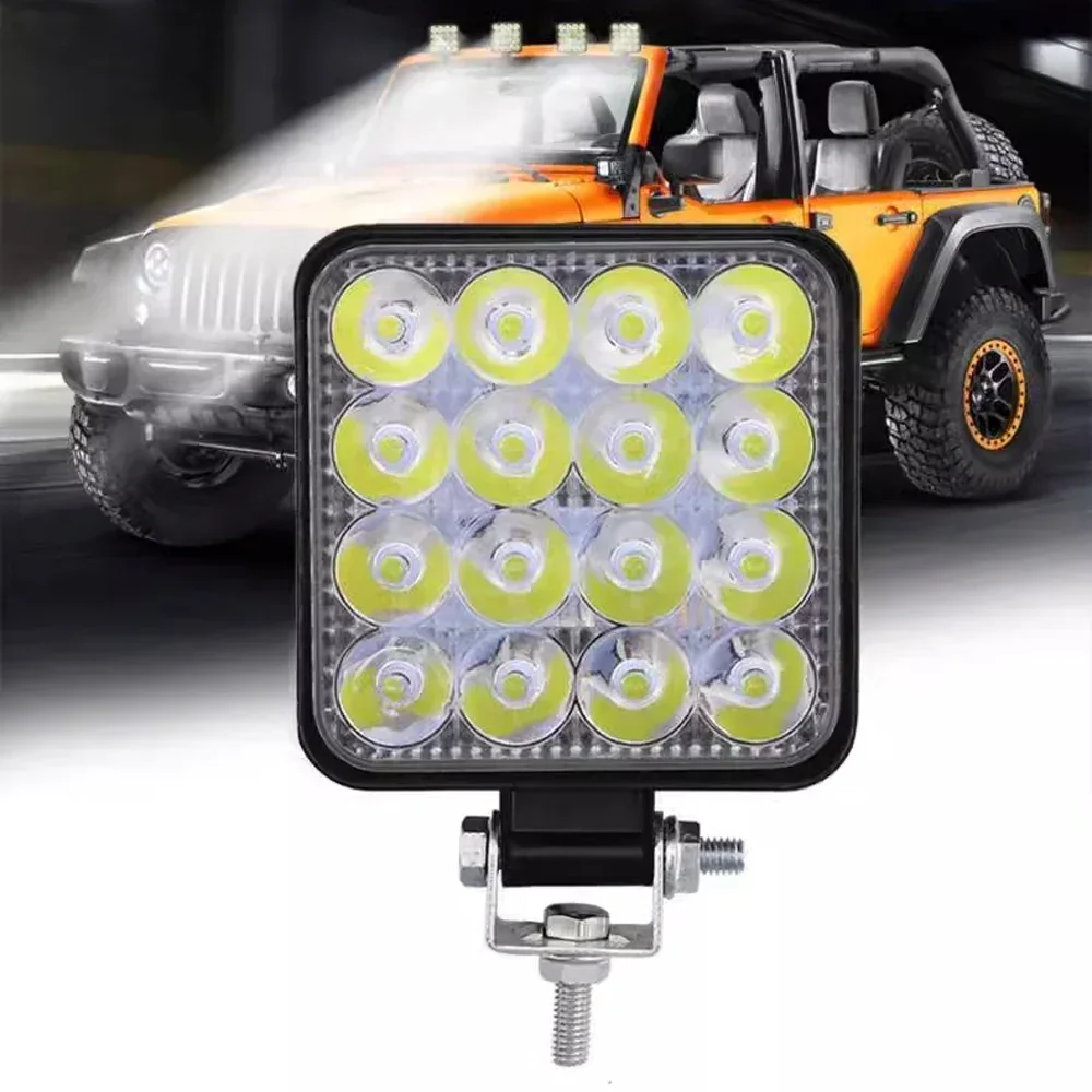 48W Car LED Bar Worklight MINI 16SMD Round Square Work Light 12V Auto Light Fog Lamp off Road for ATV SUV Spotlight Universal