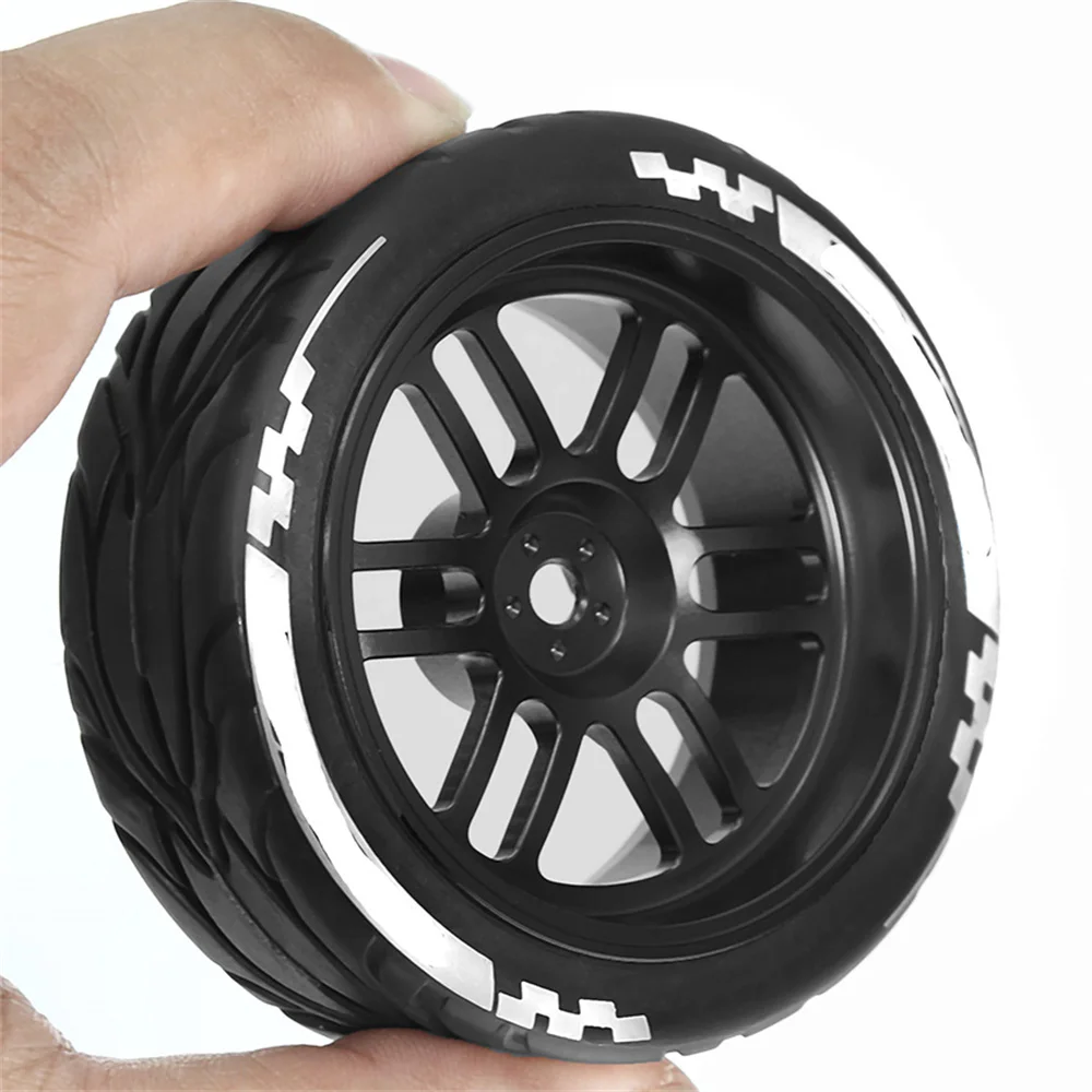 Metal Wheels with Flat Running Tires 1/10 Scale RC Car Accessories 94123R419 for FW06,XV02,for Tamiya TT01