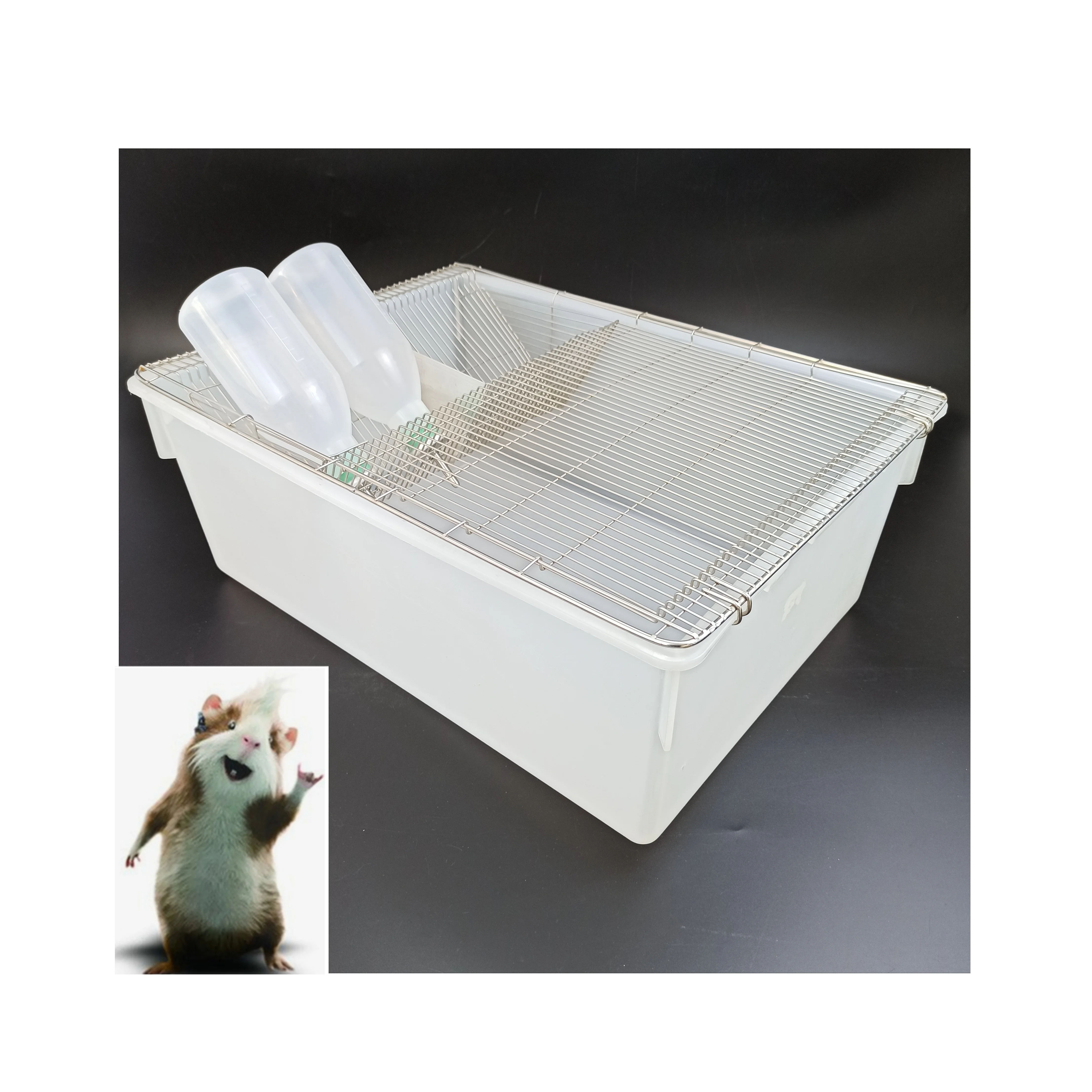 Wholesale Polypropylene Pet Reptile Laboratory Mice Lab Rodent Mouse Animal Rat Breeding Cage with Water Bottle