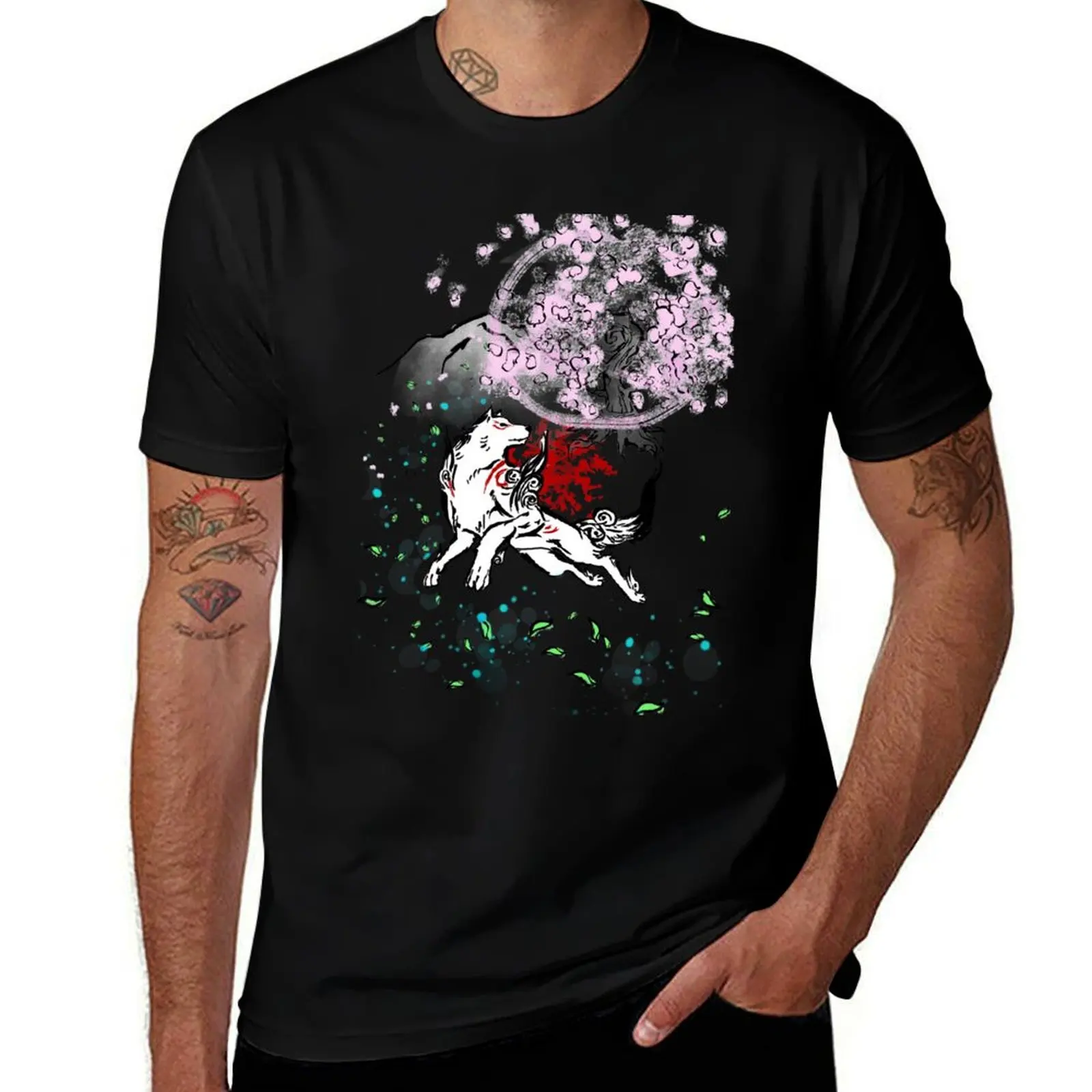 

Amaterasu Okami with Cherry Blossoms T-Shirt funny gifts plus sizes tshirts personalised baggy shirts shirts men graphic