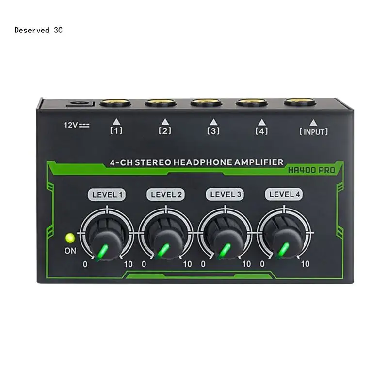 Headphone Amplifier 4 Channel RGB Stereo Sound Amplifier Earphone Splitter Power Adapter Headphones for Sound Mixers