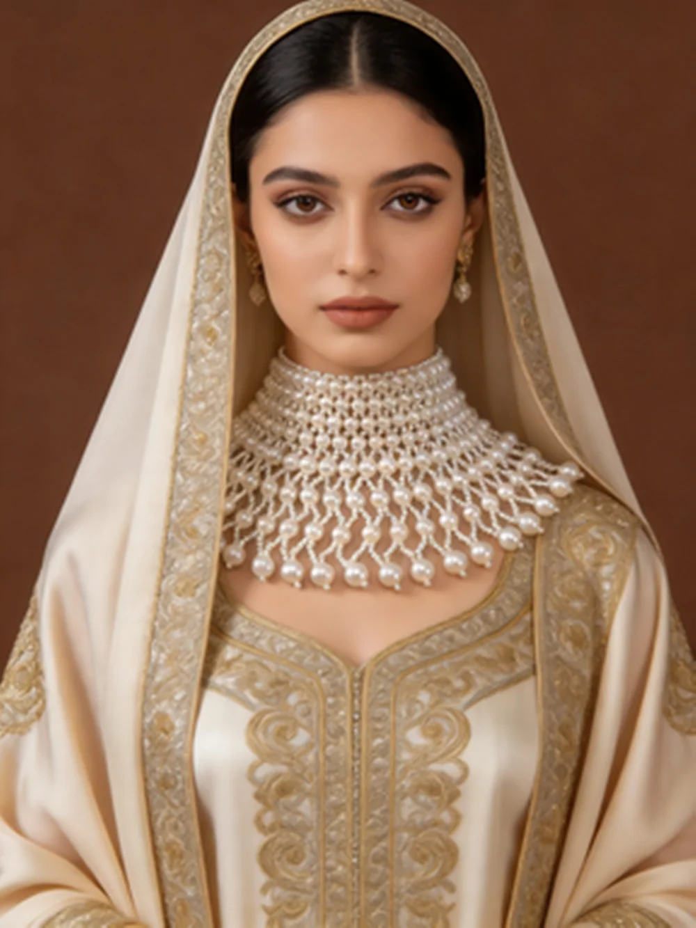 

Luxury Retro Pearl Necklace Multi-Layer Beaded Shawl-Style Gown Chain Bridal Wedding Dress Accessory Exaggerated Clavicle Chain