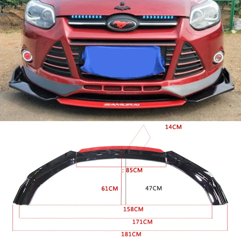 

Universal Car Modification-Specific ABS Material 4-Section Double-Layer Tongue-Equipped Front Splitter Spoiler
