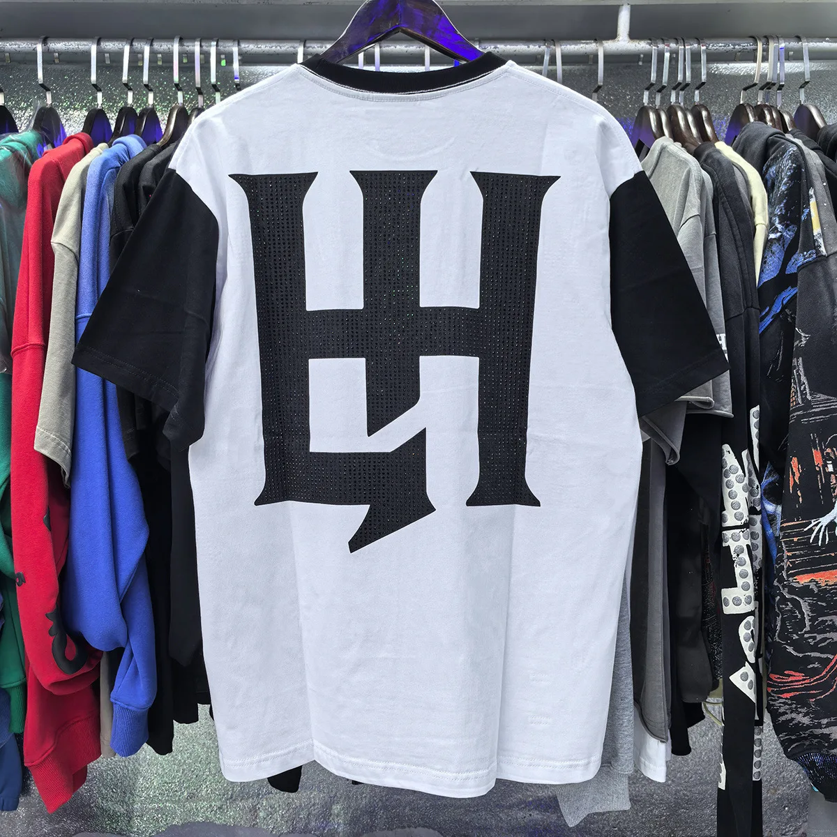 Life Hustlers American T-shirt - Retro Character Design Casual and Versatile High Street Style Long Sleeve with Stacked Diamonds