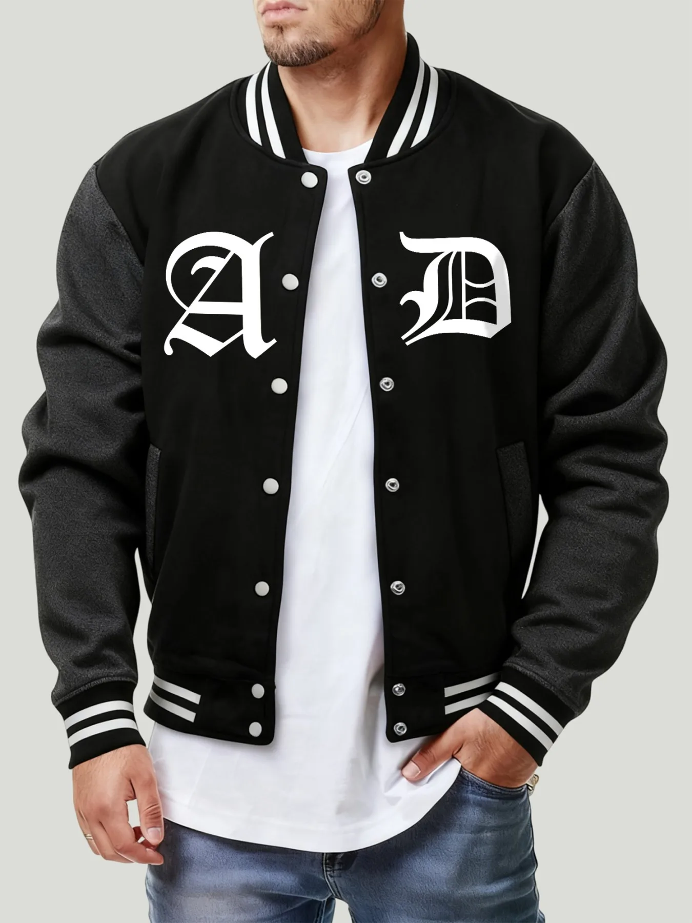 

Creative Letter A And D Design Male Baseball Jersey Hip Hop Fleece Streetwear Autumn Casual Soft Clothes Fashion Men Jackets