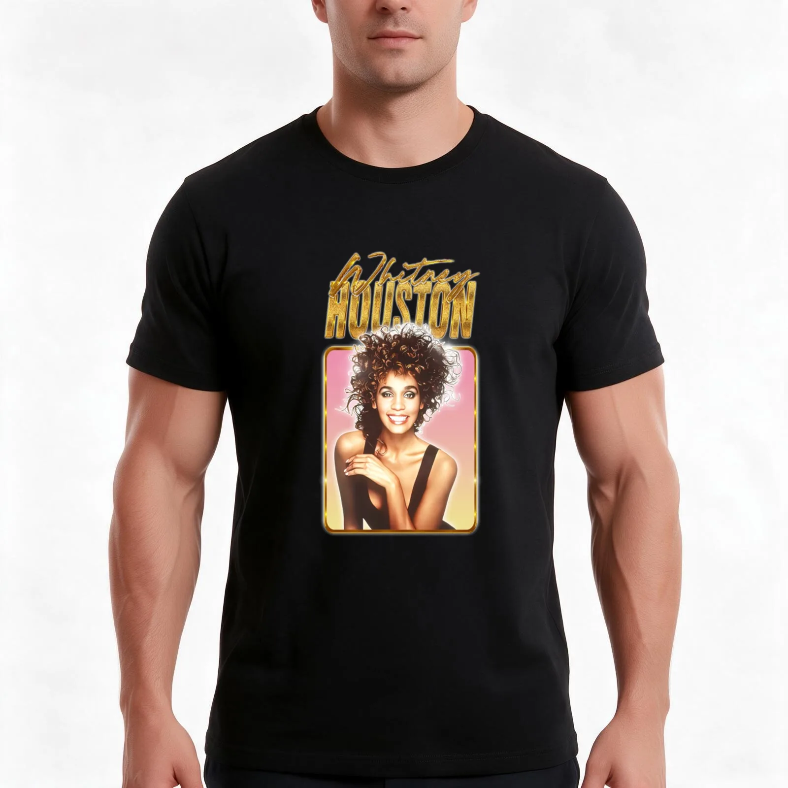 Whitney Houston T-Shirt, Summer Casual Cotton Tee, Oversized Streetwear Tops, Vintage Graphic Print, Loose Fit Short Sleeve