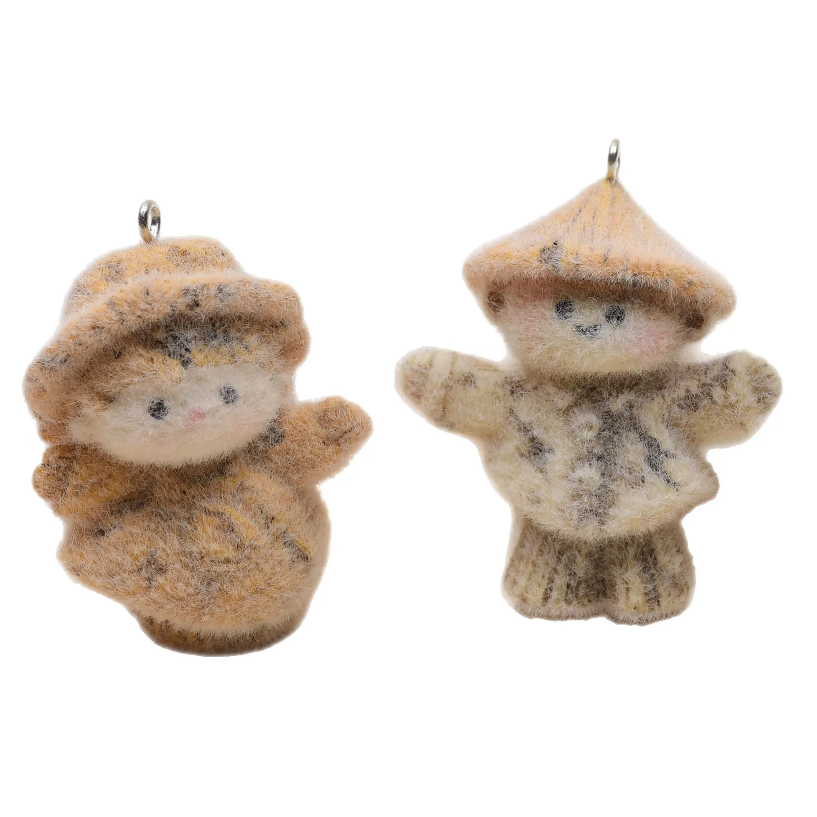 20pcs 3D cute Flocking Resin Charms Cartoon doll Scarecrow Pendant for Necklace Keyrings DIY Crafts Jewelry Make Material