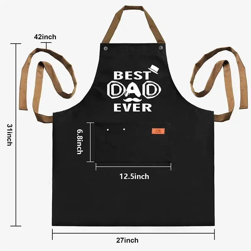 Fashion Printed Best DAD Kitchen Apron Father's Day Gift Man BBQ Cooking Chef Apron 3 Pockets Unique Birthday Thanksgiving Apron