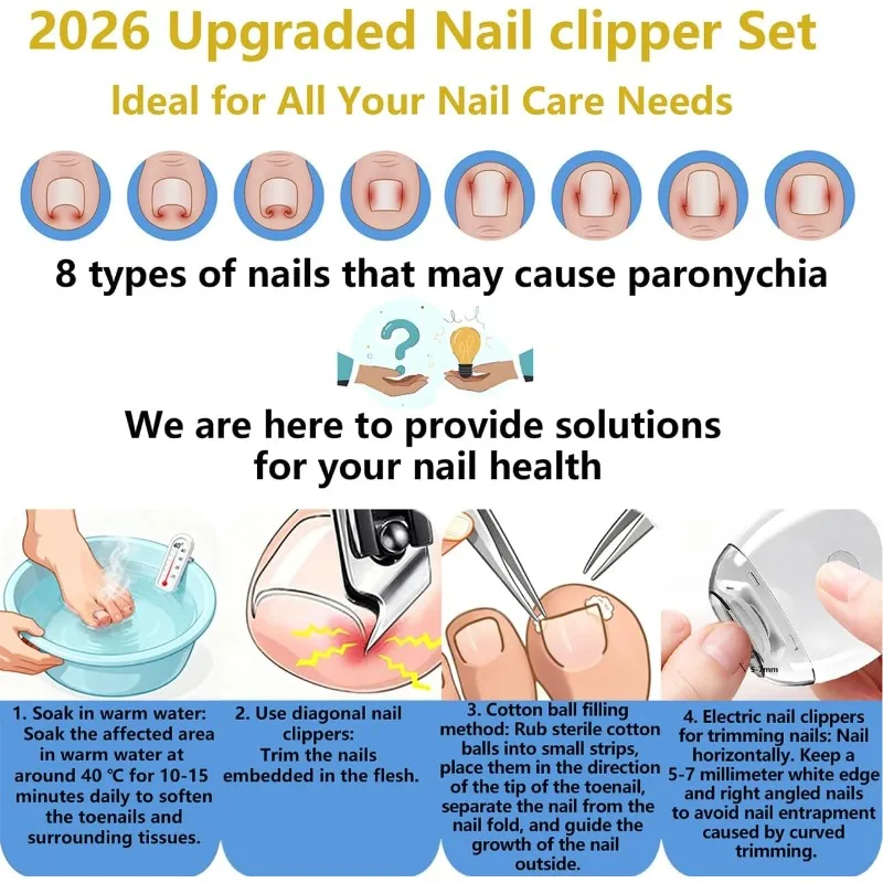 Electric Automatic Nail Clipper & Trimmer Oblique NailClippers 3-in-1 Nail Grinder 3Speeds Gentle for Adults & Babies Nail Care