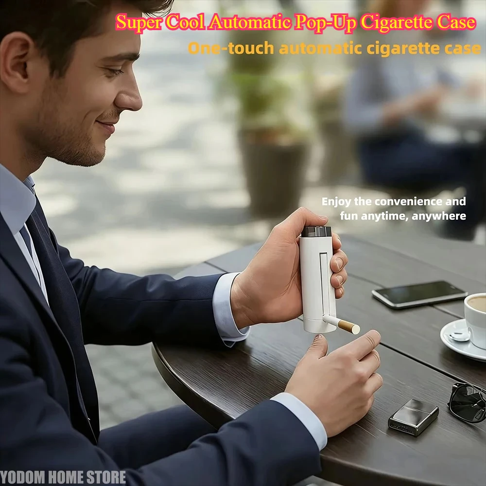 Super Cool Automatic Pop-Up Cigarette Case - 7-Slot Storage One-Touch Eject Holder Gadgets for Men