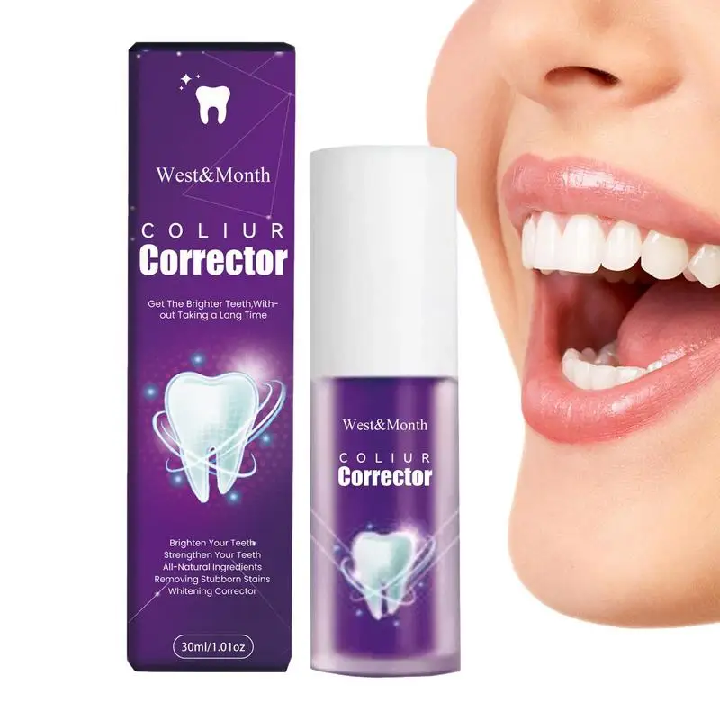 

30ml Purple Whitening Fresh Breath Brightening Toothpaste Sensitive Teeth Remove Stains Reduce Yellowing For Teeth Gums OralCare