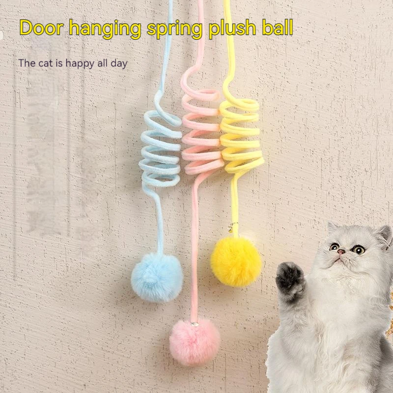 Pet Cat Self-healing Cat Toy Interactive Plush Spring Ball Teasing Cat Stick Can Be Hung and Stretched to Tease Kittens and Cats