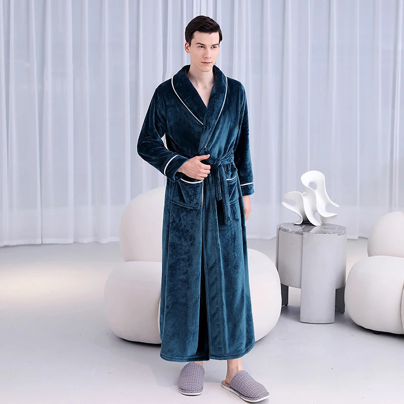 Oulylan-Ensembles de pyjama à glouton épaissi pour hommes, vêtements de nuit chauds, vêtements d'intérieur trempés, lieux pour hommes, sourire, hiver, nouveau, 2024