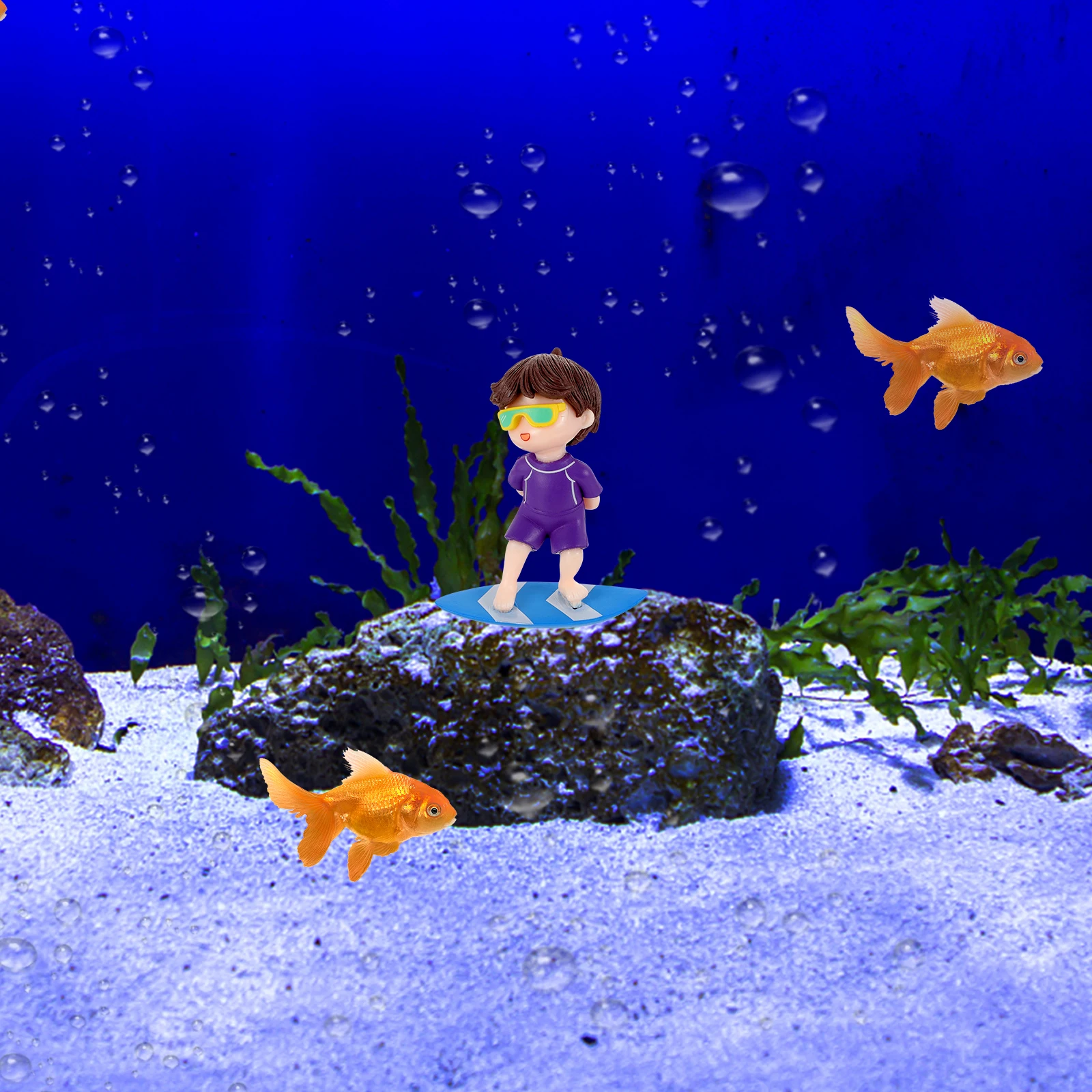 

Floating Surfing Boy Aquarium Decoration Resin Safe Cartoon Fish Tank Accessories Non-Fading Floating Aquarium Layout Decor
