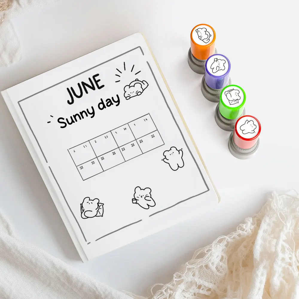 Panda small seal diary punch card label hand account cute expression pattern learning good helper