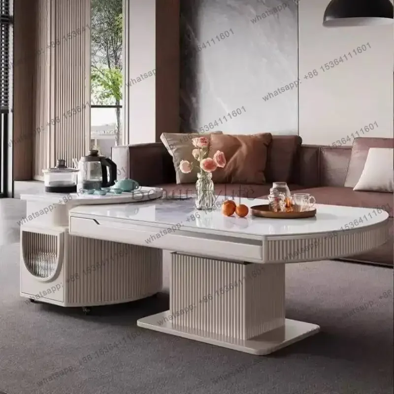 LJY Storage Coffee Tables Multifunctional Hidden Vintage Designer Coffee Tables Japanese Modern Mesas De Centro Furniture For Ho
