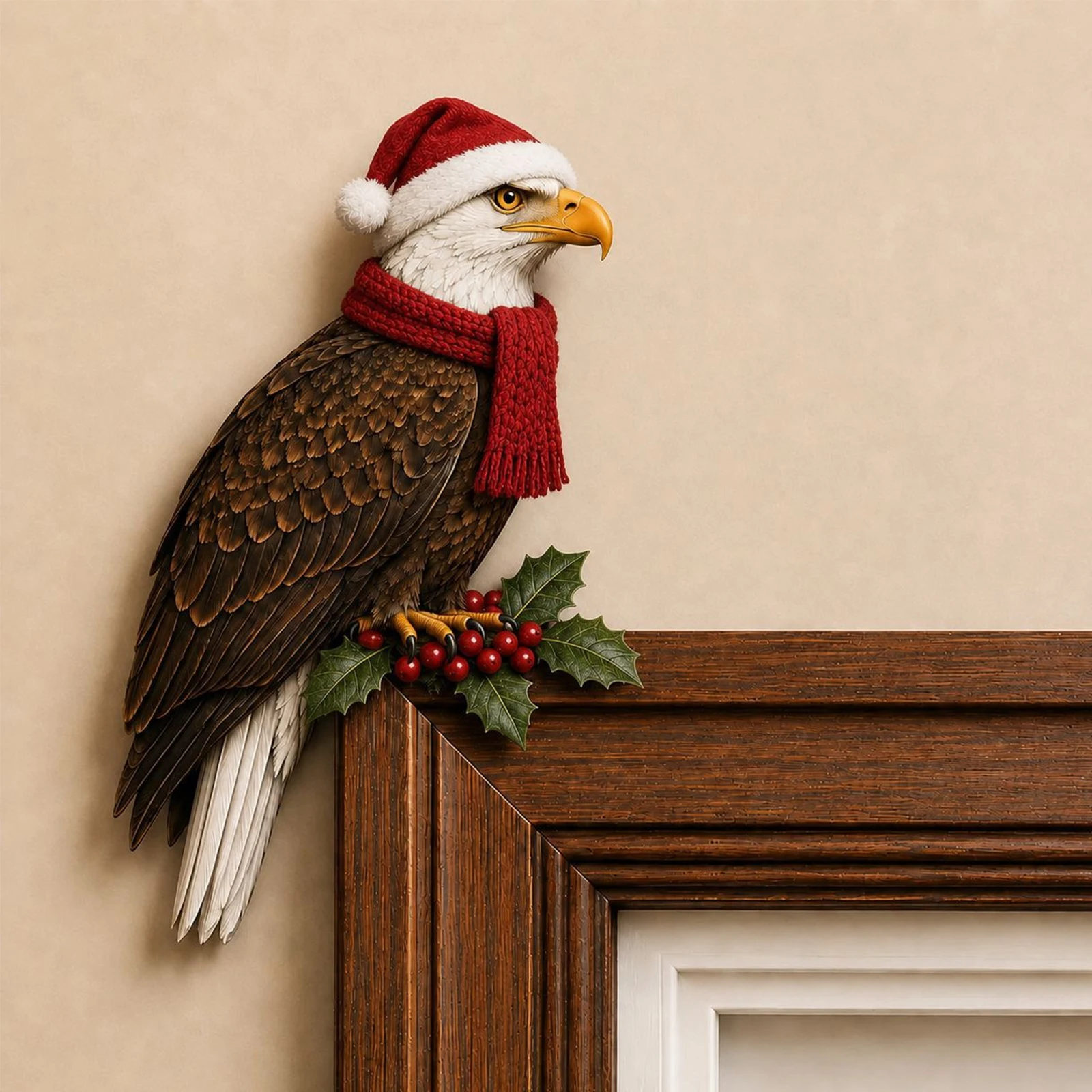 Wooden Bird Shelf Sitter Decor Owl Cardinal Blue Jay Door Frame Corner Nature Forest Room Accent Ornament Gift