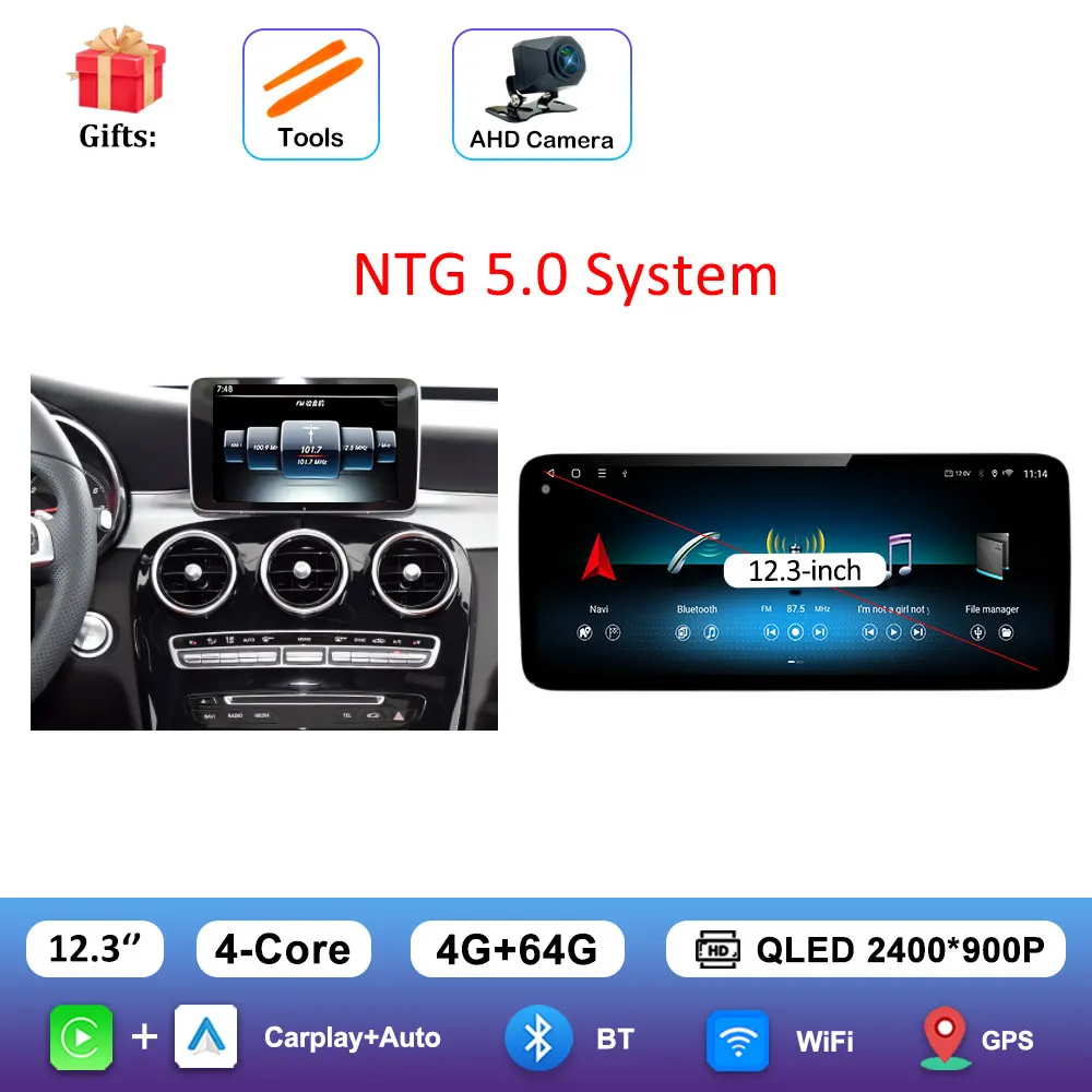 Android 16 Intelligent Systeem voor BENZ C-KLASSE W205 GLC 2015 - 2018 Auto Video Multimedia Speler GPS Navigatie QLED HD Scherm BT