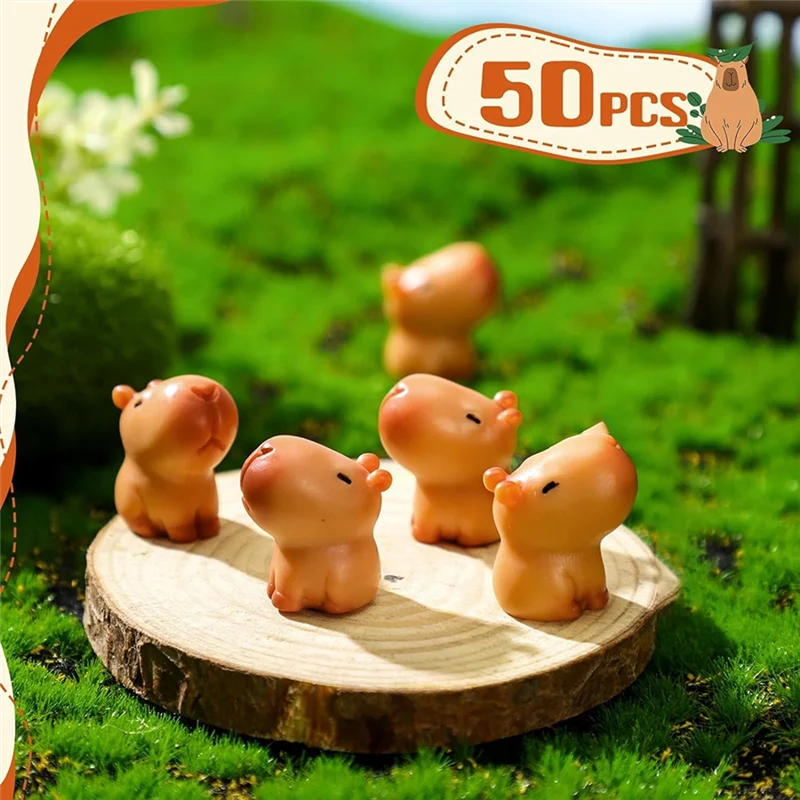 Mini estatua de resina de capibara, adornos modelo de capibara, animales en miniatura, adornos artesanales de escritorio para exteriores-ABQU