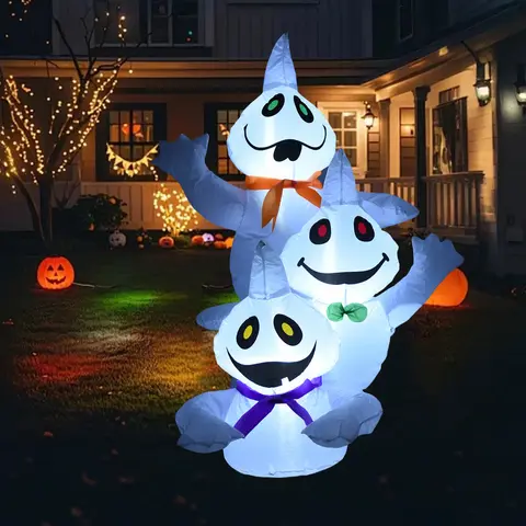 1.2M Halloween White Ghost Inflatables Decorations Build-in LED Halloween Decoration Party Props Indoor Outside Yard Garden Lawn